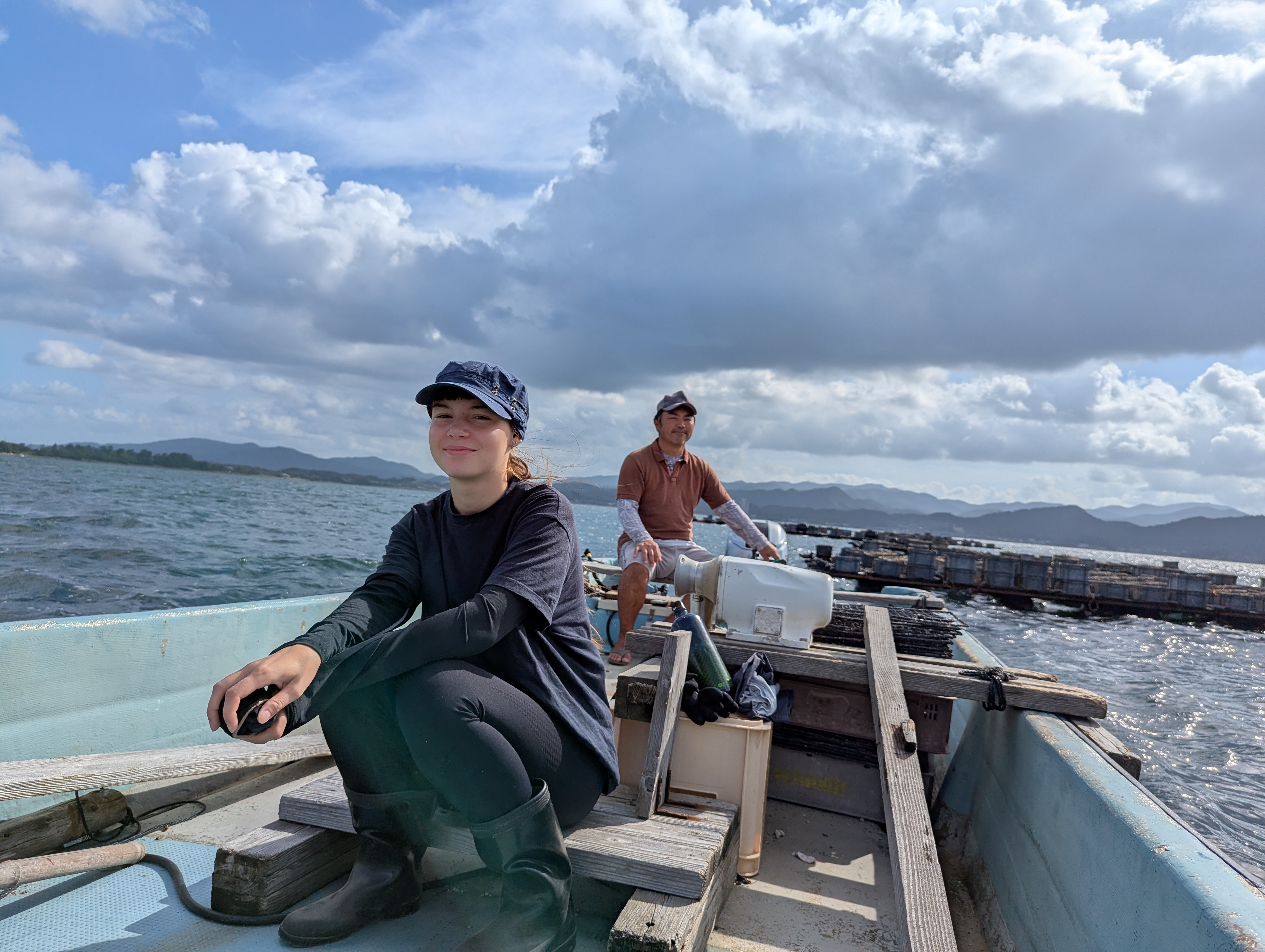 Volunteering on the oyster farm